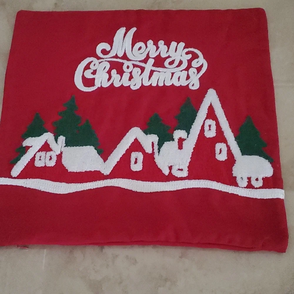 2D Merry Christmas Pillow Cover